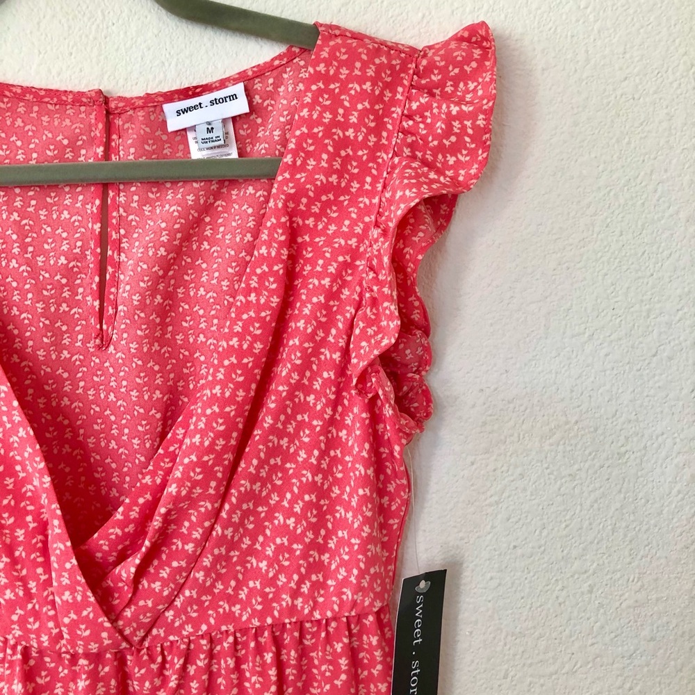 Sweet Storm Pink Floral Ruffle Tiered Dress